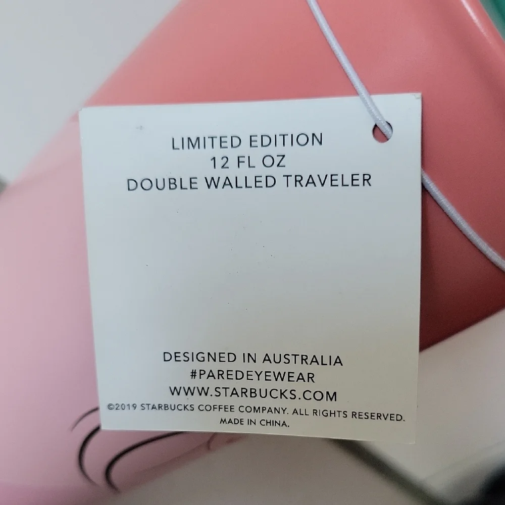 2017 Starbucks + Pared Eyewear Designed In Australia Sunglasses Pink Travel Mug